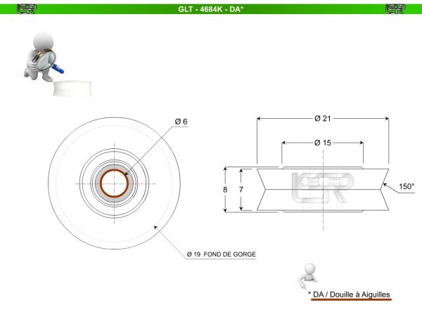 GALET 150° 4684-KDA (Ø21 mm)