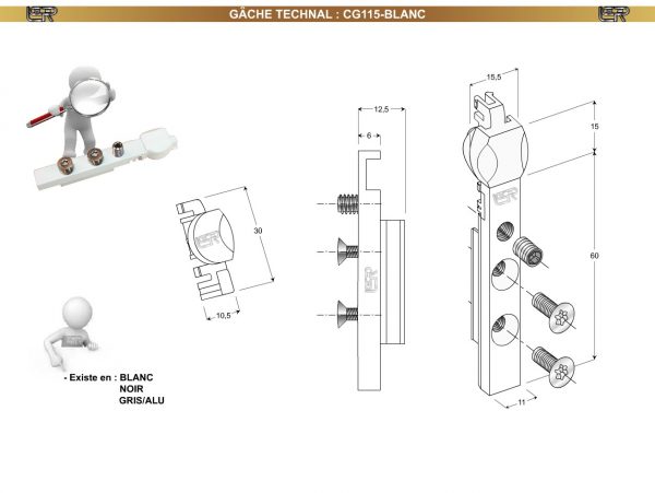 GÂCHE TECHNAL CG115-BLANCHE