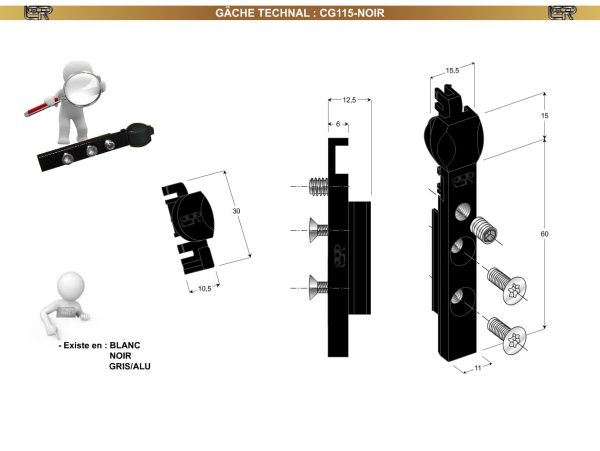 GÂCHE TECHNAL CG115-NOIRE