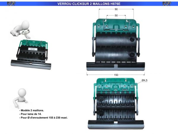 VERROU CLICKSUR 2 MAILLONS H876E