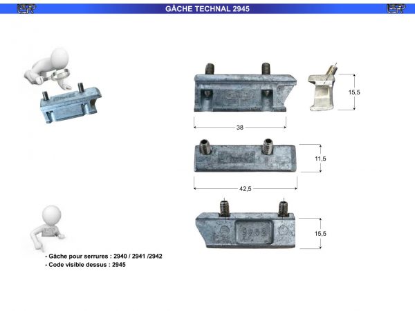 GÂCHE TECHNAL 2945 (11,5 x 42,5) – Image 2