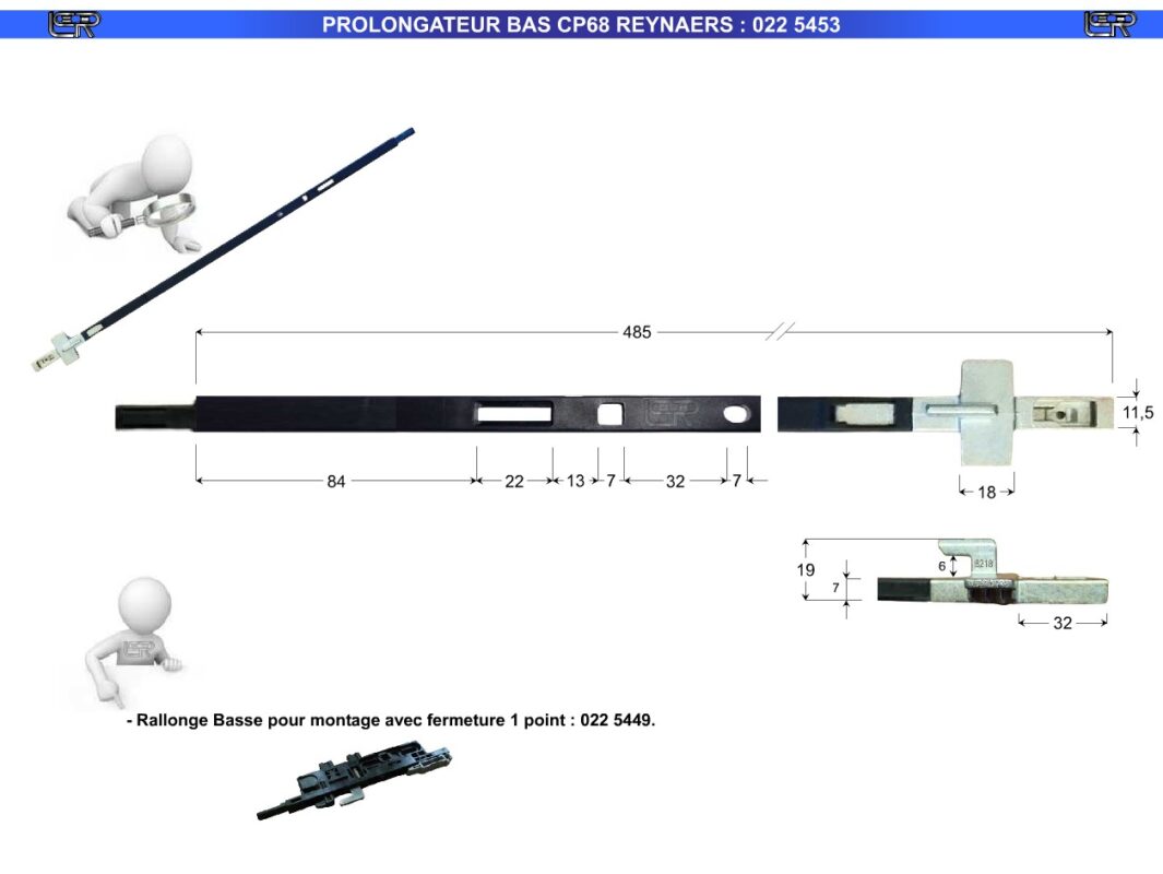 PROLONGATEUR BAS CP68 REYNAERS : 022 5453 simple - Les Coulissants et ...