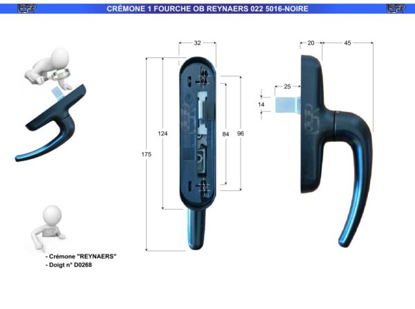 CRÉMONE 1 FOURCHE OB REYNAERS 022 5016-NOIRE – Image 2