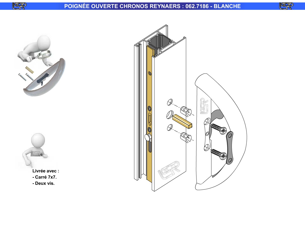 POIGNÉE OUVERTE REYNAERS : 627186 BLANCHE – Image 3